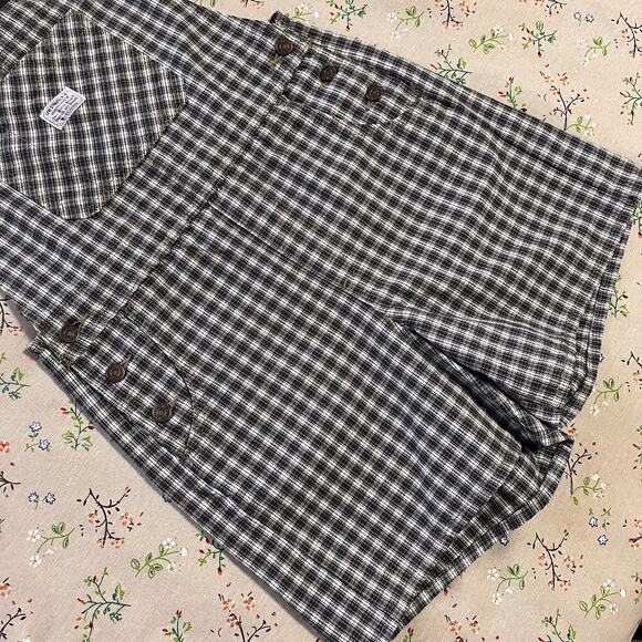 Levi's Utility Shortalls Milo Plaid Brown Overall Short Small Cotton Twill Fall - Picture 8 of 11